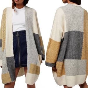 Topshop Oversized Neutral Color Block Cardigan
